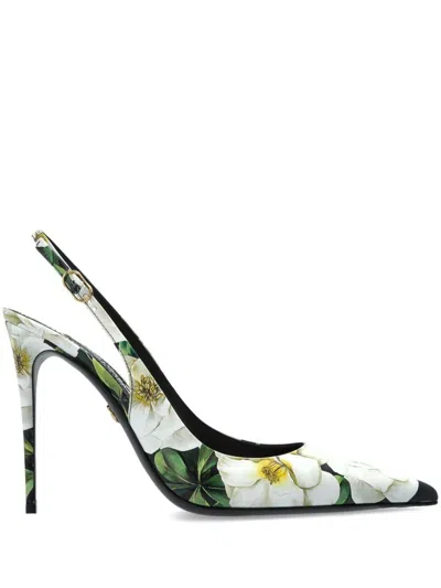 Dolce & Gabbana Printed Leather Slingback Pumps In Multi