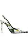 Dolce & Gabbana Printed Leather Slingback Pumps In Black