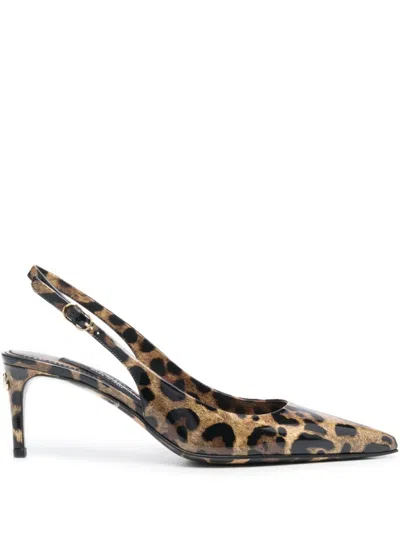 DOLCE & GABBANA PRINTED LEATHER SLINGBACK PUMPS
