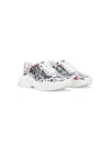 Dolce & Gabbana Printed Leather Sneakers In White