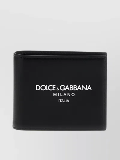Dolce & Gabbana Printed Logo Bi-fold Wallet In Black