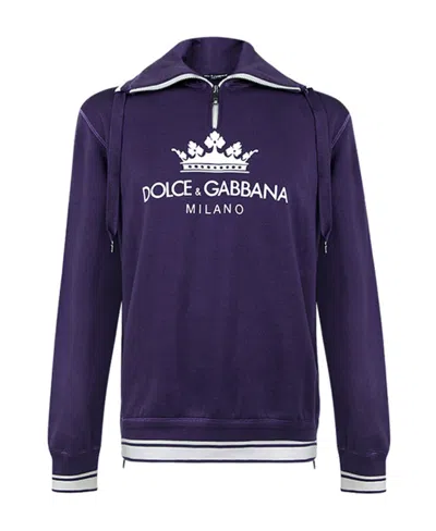Dolce & Gabbana Printed Logo Sweater In Blue