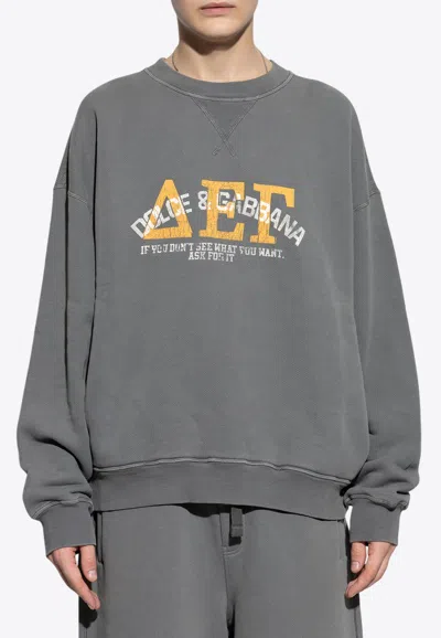 Dolce & Gabbana Printed Logo Sweatshirt In Gray