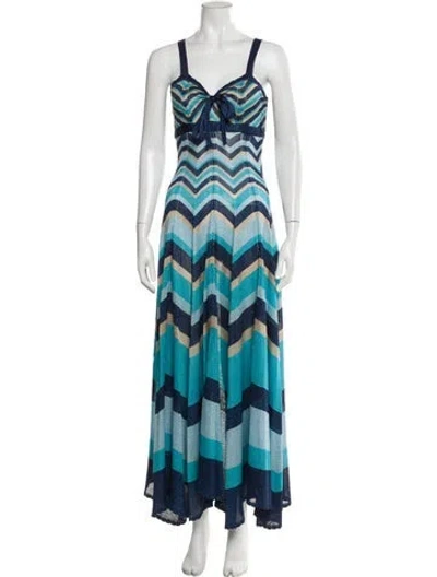 Pre-owned Dolce & Gabbana Printed Long Dress In Blue