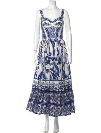 Pre-owned Dolce & Gabbana Printed Long Dress In Multi