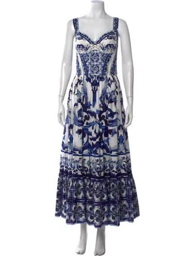 Pre-owned Dolce & Gabbana Printed Long Dress In Multi