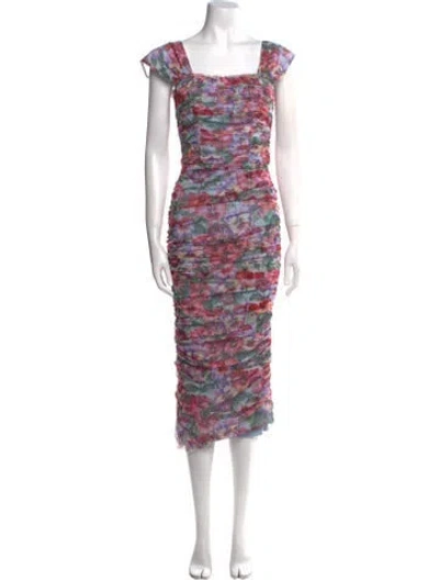 Pre-owned Dolce & Gabbana Printed Long Dress In Pink