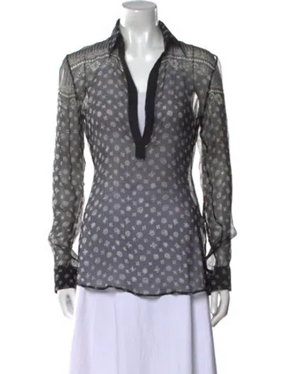 Pre-owned Dolce & Gabbana Printed Long Sleeve Blouse In Black