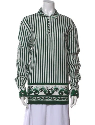 Pre-owned Dolce & Gabbana Printed Long Sleeve Tunic In Green