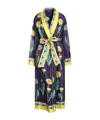 Dolce & Gabbana Floral Silk Long Sleeve Lounge Robe In Purple