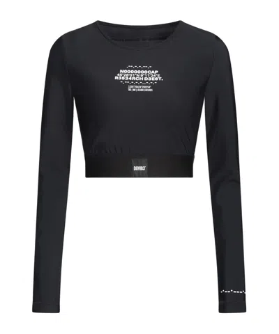 Dolce & Gabbana Printed Long-sleeve Cropped T-shirt In Blue