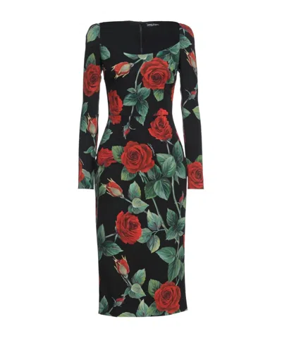Dolce & Gabbana Printed Longsleeve Dress In Multi