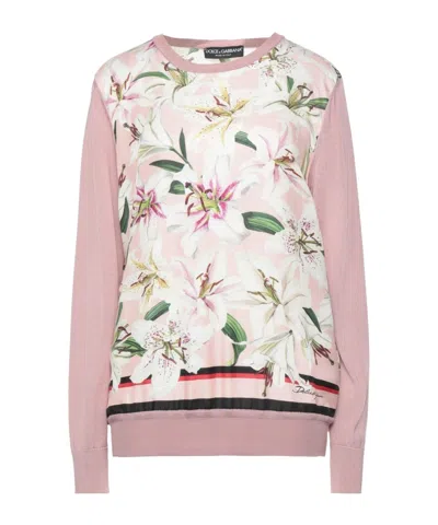 Dolce & Gabbana Printed Long-sleeve Top In Pink