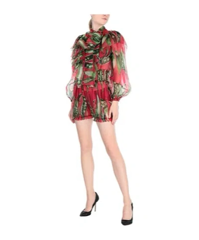 Dolce & Gabbana Printed Long-sleeved Jumpsuits In Red