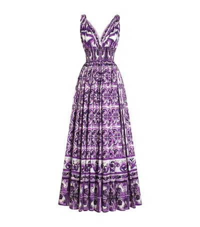 Dolce & Gabbana Printed Maxi Dress In Purple