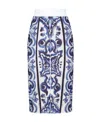Dolce & Gabbana Majolica Print Midi Skirt In Blue