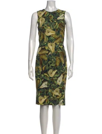 Pre-owned Dolce & Gabbana Printed Midi Length Dress In Green