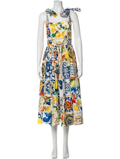 Pre-owned Dolce & Gabbana Printed Midi Length Dress In Multi