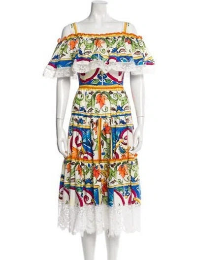 Pre-owned Dolce & Gabbana Printed Midi Length Dress In Multi
