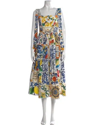 Pre-owned Dolce & Gabbana Printed Midi Length Dress In Multi