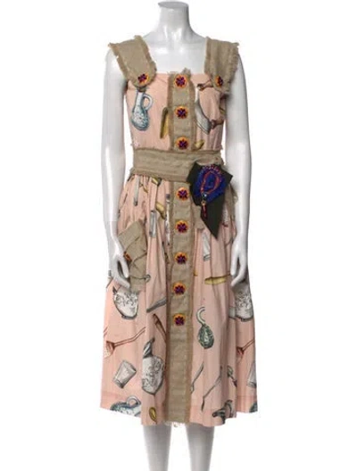 Pre-owned Dolce & Gabbana Printed Midi Length Dress In Pink