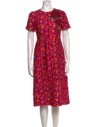 Pre-owned Dolce & Gabbana Printed Midi Length Dress In Pink