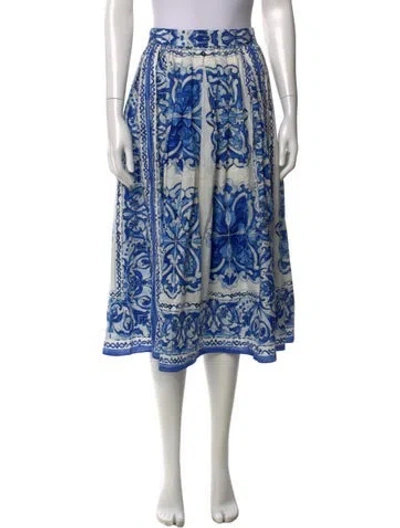 Pre-owned Dolce & Gabbana Printed Midi Length Skirt In Blue