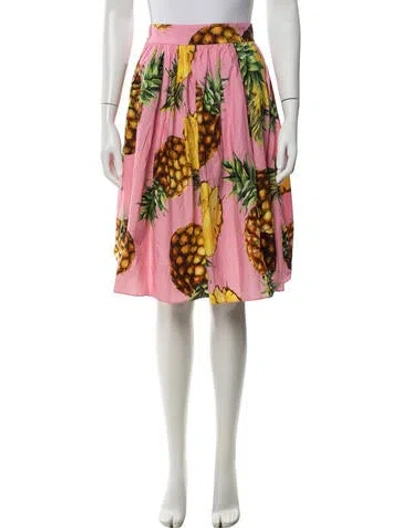 Pre-owned Dolce & Gabbana Printed Midi Length Skirt In Pink
