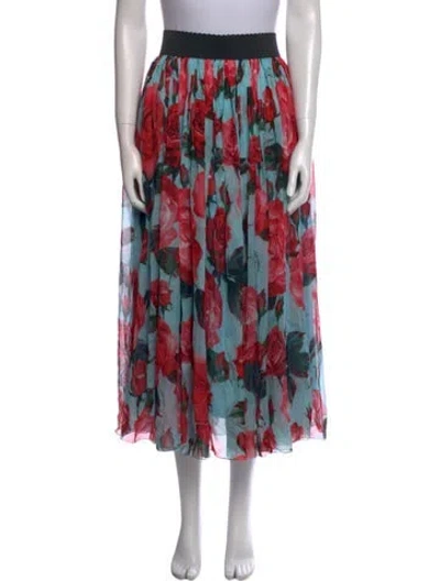 Pre-owned Dolce & Gabbana Printed Midi Length Skirt In Red
