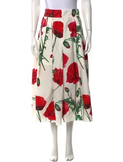 Pre-owned Dolce & Gabbana Printed Midi Length Skirt In White