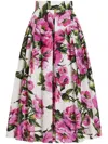 Dolce & Gabbana Peonies Printed Flared Skirt In Weiss
