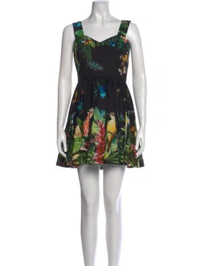 Pre-owned Dolce & Gabbana Printed Mini Dress In Black