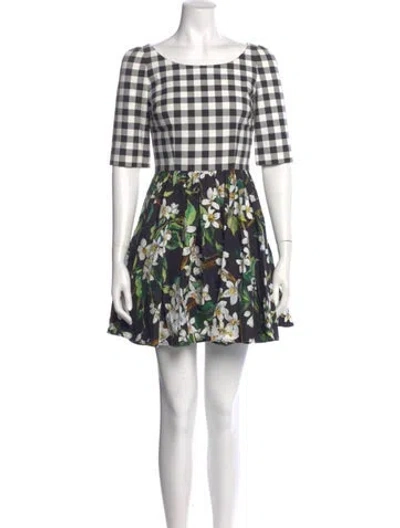 Pre-owned Dolce & Gabbana Printed Mini Dress In Black