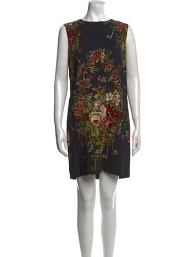 Pre-owned Dolce & Gabbana Printed Mini Dress In Black