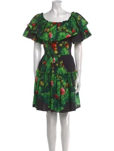Pre-owned Dolce & Gabbana Printed Mini Dress In Black