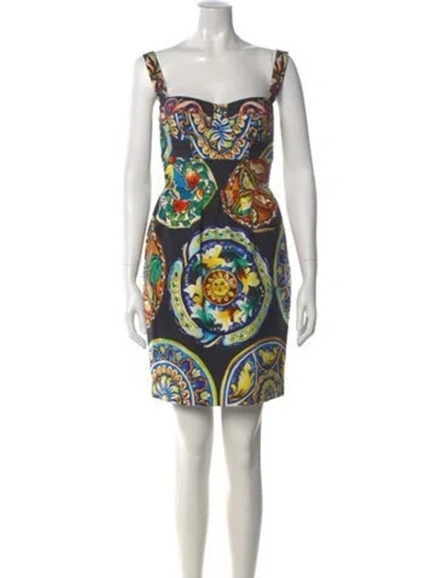 Pre-owned Dolce & Gabbana Printed Mini Dress In Black