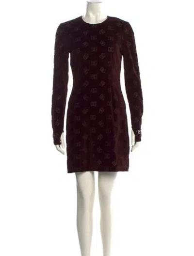Pre-owned Dolce & Gabbana Printed Mini Dress In Brown
