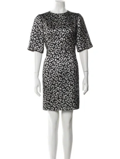 Pre-owned Dolce & Gabbana Printed Mini Dress In Gray