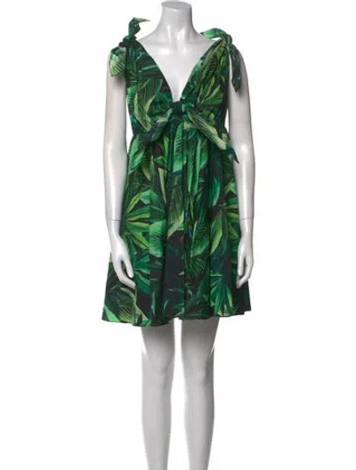 Pre-owned Dolce & Gabbana Printed Mini Dress In Green