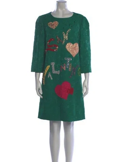 Pre-owned Dolce & Gabbana Printed Mini Dress In Green