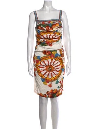 Pre-owned Dolce & Gabbana Printed Mini Dress In Neutrals