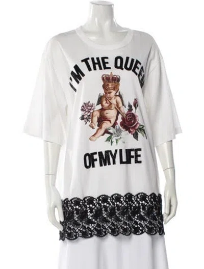 Pre-owned Dolce & Gabbana Printed Mini Dress In White