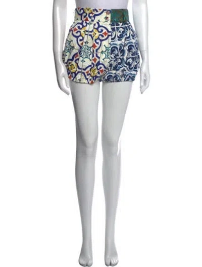 Pre-owned Dolce & Gabbana Printed Mini Shorts In Blue