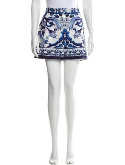 Pre-owned Dolce & Gabbana Printed Mini Shorts In Blue