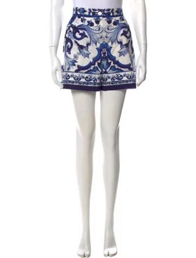 Pre-owned Dolce & Gabbana Printed Mini Shorts In Blue