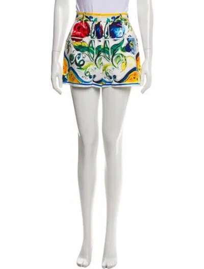 Pre-owned Dolce & Gabbana Printed Mini Shorts In Green