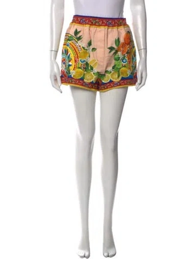 Pre-owned Dolce & Gabbana Printed Mini Shorts In Orange