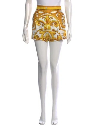 Pre-owned Dolce & Gabbana Printed Mini Shorts In White