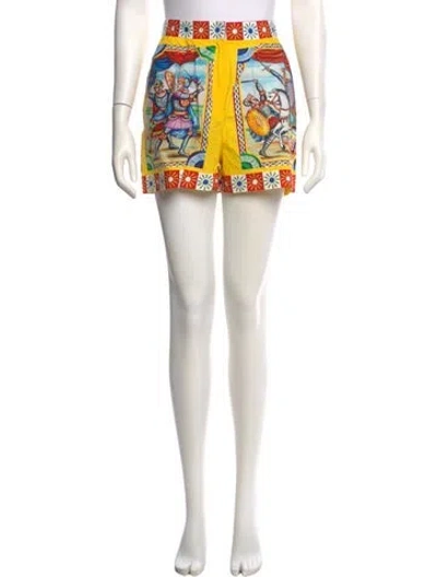 Pre-owned Dolce & Gabbana Printed Mini Shorts In Yellow