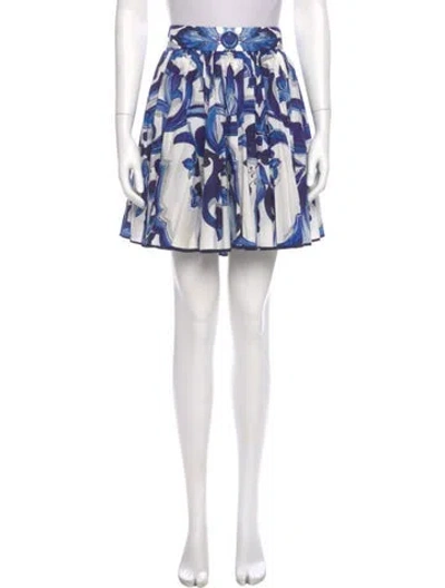 Pre-owned Dolce & Gabbana Printed Mini Skirt In Blue